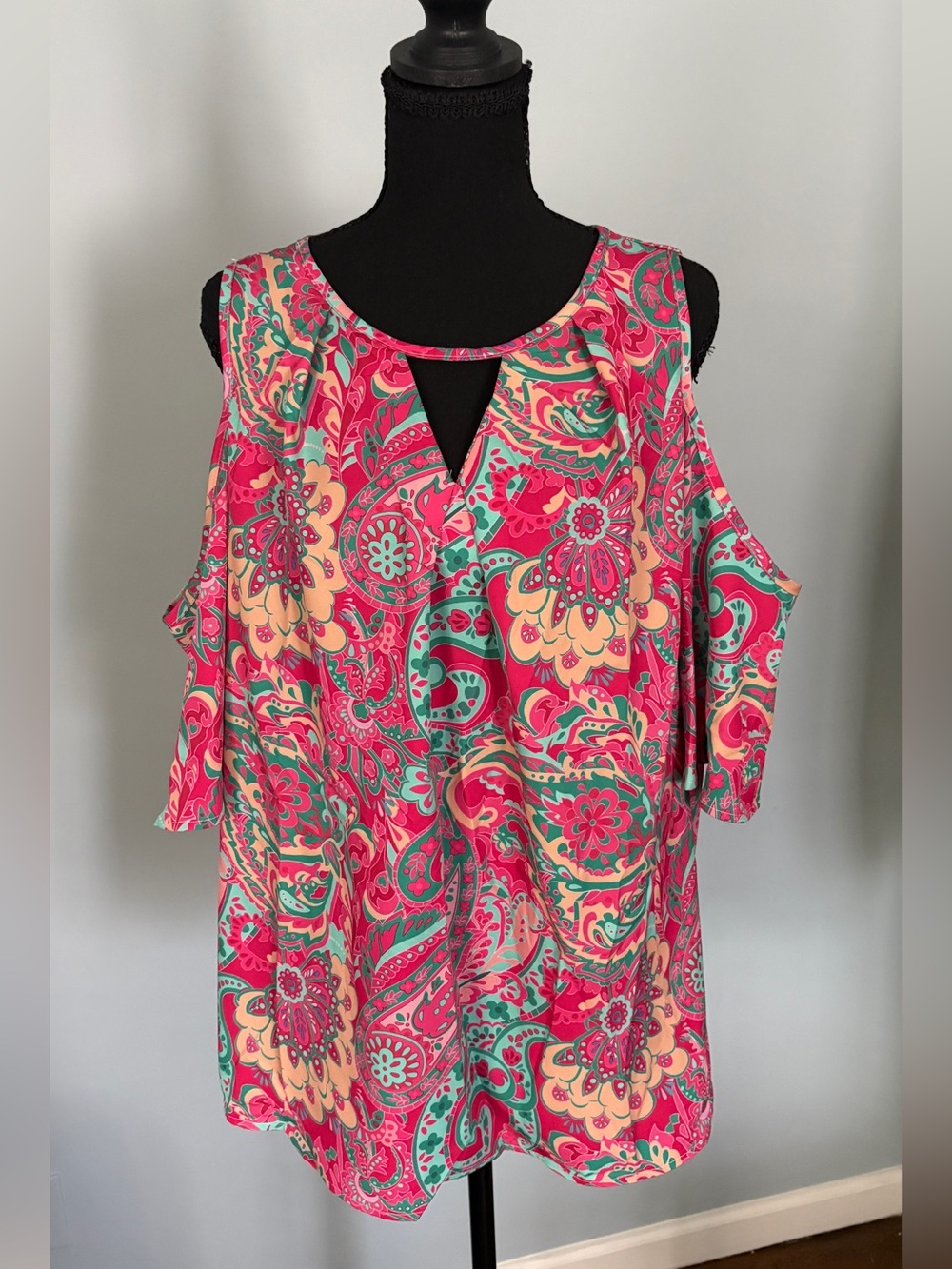 Pastel Floral Print Blouse in Pink and Mint